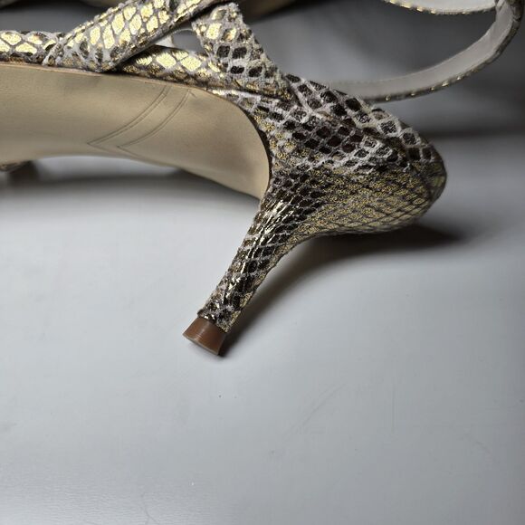 Enzo Angiolini Strappy Heeled Sandals Women’s 11 M Gold Brown Snake Embossed - Picture 11 of 16
